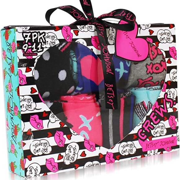 COPY - Betsey Johnson Women's 7 Pack Fashion Bow Crew Gift Box Price Tag: $50.00 - Picture 1 of 5